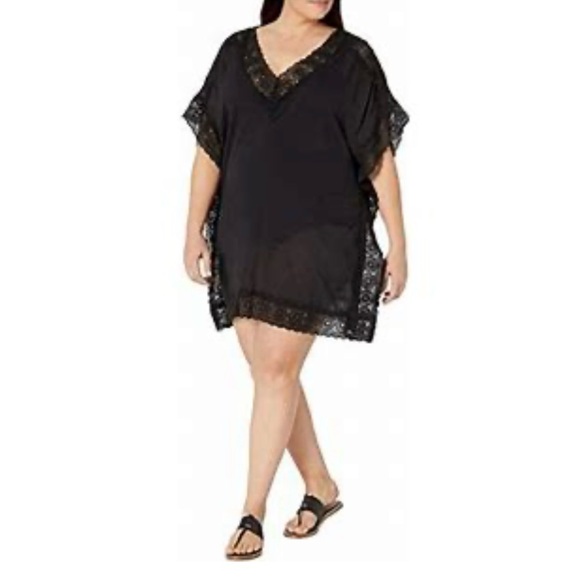 La Blanca Island Fare Cotton Crochet Lace Trim Tunic Swim Coverup - 2X - Picture 4 of 10